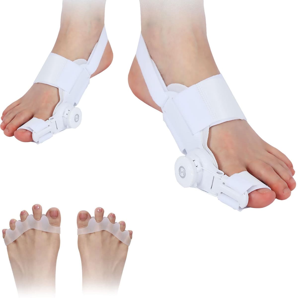 【二個セット】 足指サポーター かかと固定ベルトが付き フリーサイズ 左右兼用 足指セパレーター シリコン